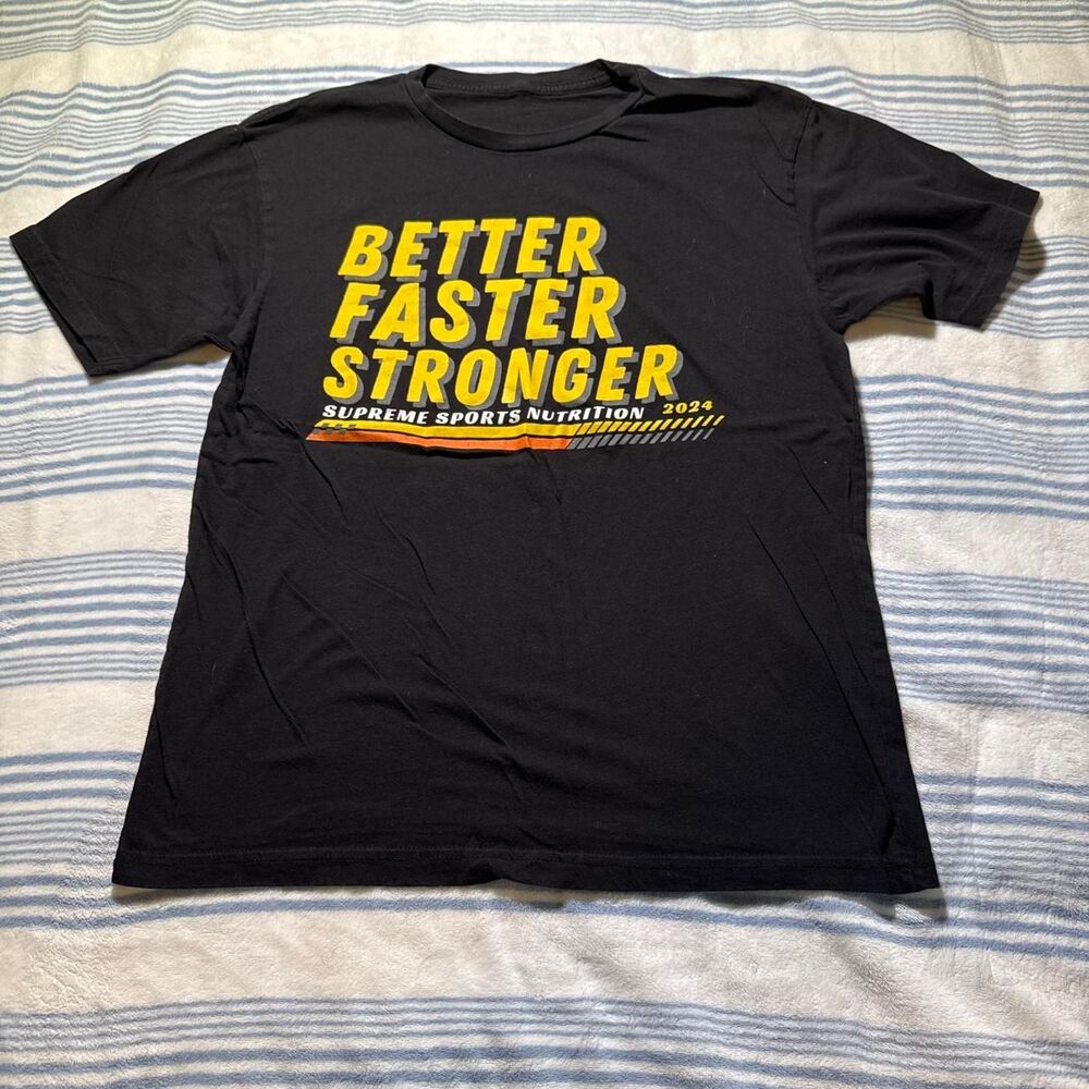 Supreme Sports Nutrition Black Better Faster Stronger Graphic Tee Men's L